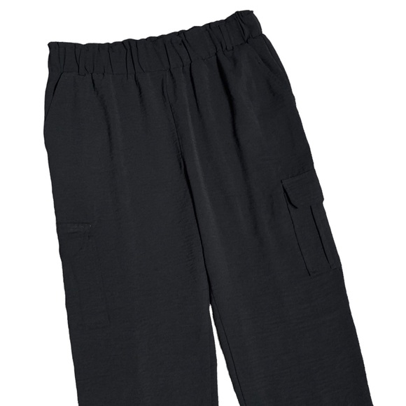Joe Benbasset Black Paperbag Waist Cuffed Cargo Pants Lightweight Juniors Large - Picture 4 of 14